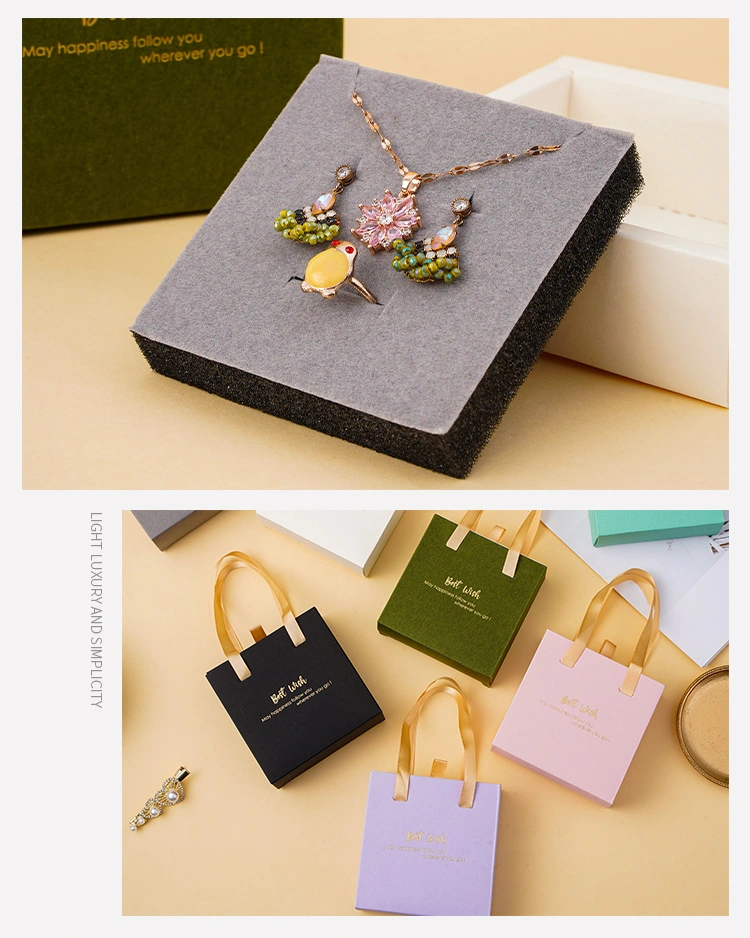 Portable Foldable Jewelry Box Cheap and Fine Necklace Earrings Jewelry Box Badge Ring Bracelet Ins Style Portable Drawer Soft Box Custom Logo