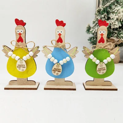 New Style Wooden Decoration Easter Crafts Table Decoration Rabbit Ornaments Easter Party Supplies Wooden Crafts